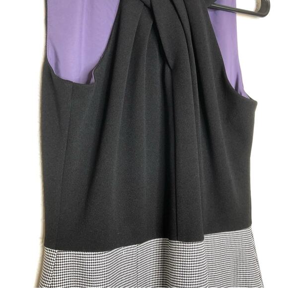WHBM black twisted collar houndstooth skirt sleeveless sheath dress size 2 NWT - Picture 4 of 15